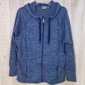 Athleta No Sweat Full Zip Jacket Hoodie Blue Pockets Athleisure Sz Medium